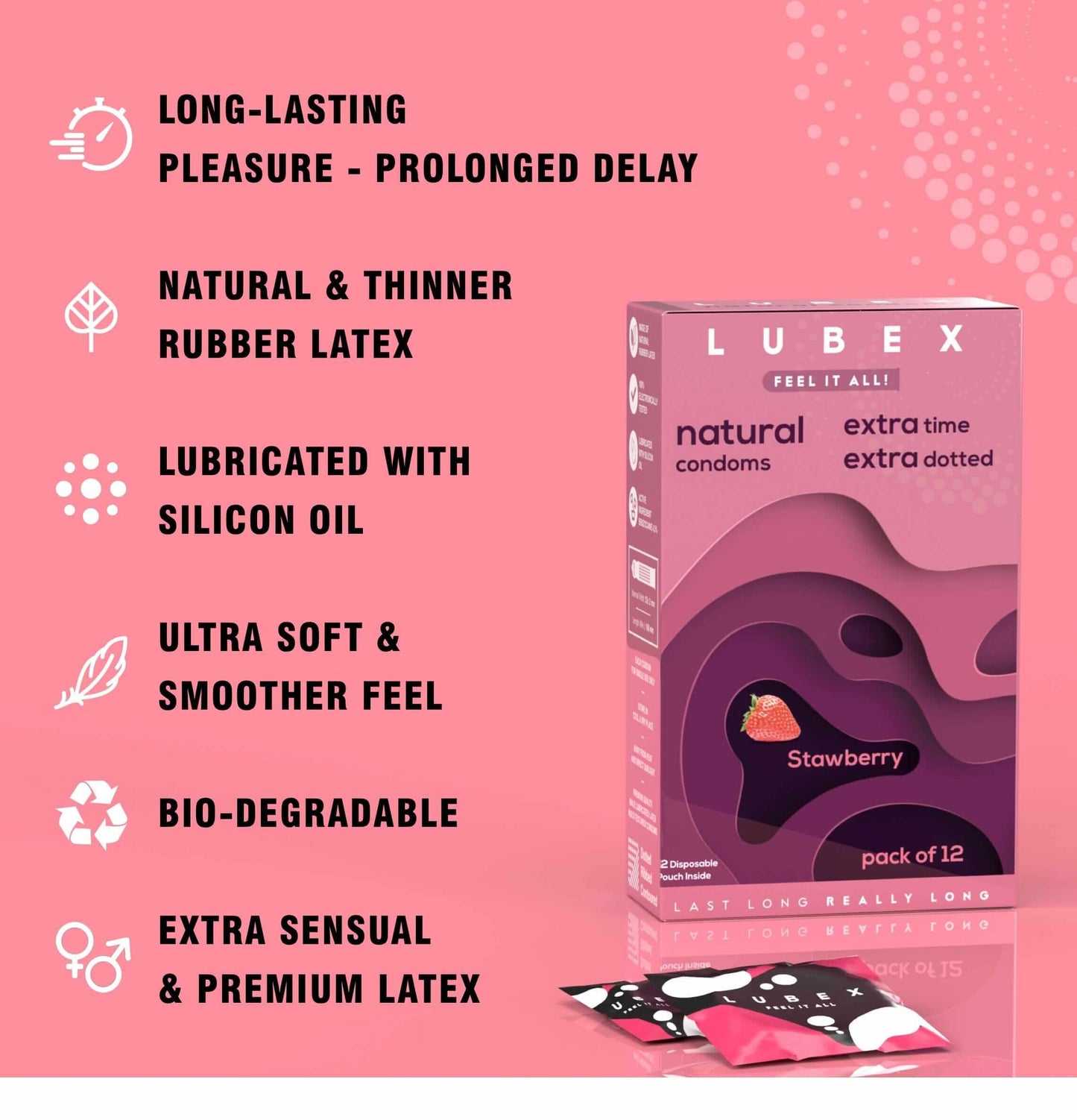 Lubex Natural Long Lasting Condom with Disposable bags - 36 Counts Condoms Lubex