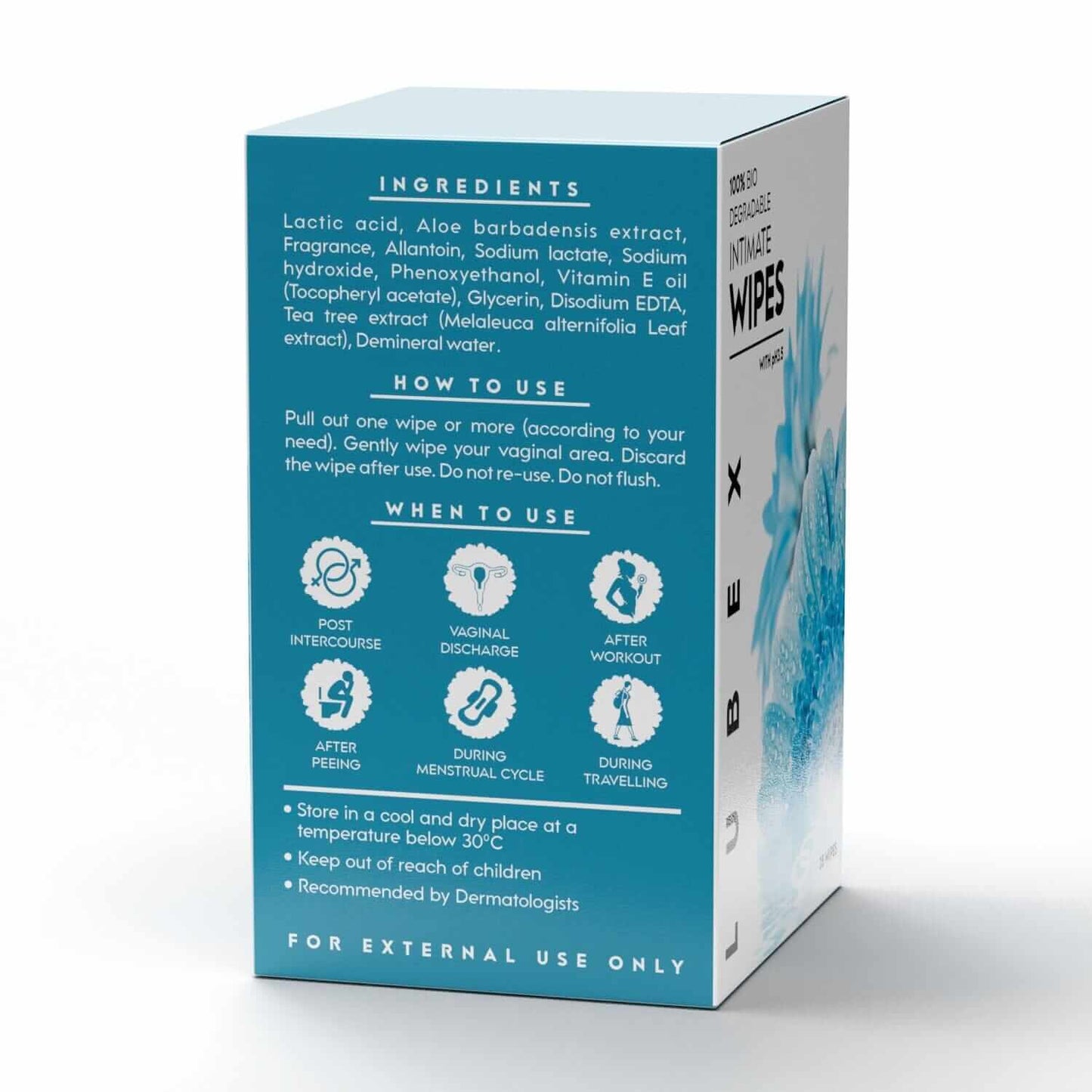 Lubex Safe Feminine cleansing wipes Pre/Post intimacy cleaning Wipes Lubex