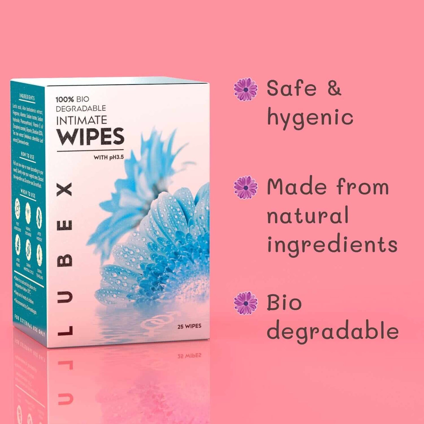 Lubex Safe Feminine cleansing wipes Pre/Post intimacy cleaning Wipes Lubex