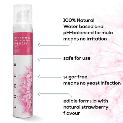 Lubex Lubricant - 100% Natural Long-Lasting Lubricant - Natural Strawberry Flavour