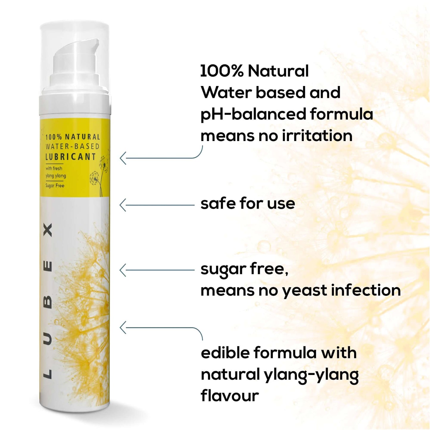 Lubex Lubricant - 100% Natural Long-Lasting Lubricant - Natural Ylang Ylang Flavour