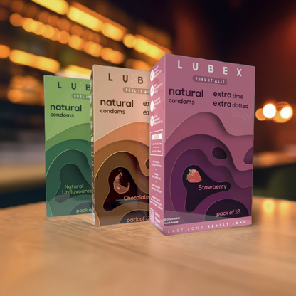 Lubex  Condom - 6 in 1 Natural & Long Lasting with Disposable bags - 36 Condoms