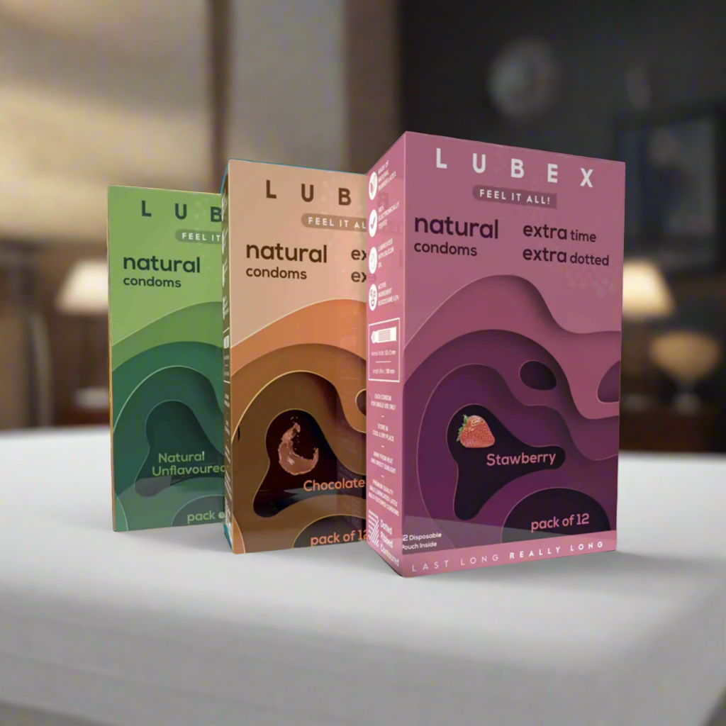 Lubex  Condom - 6 in 1 Natural & Long Lasting with Disposable bags - 36 Condoms