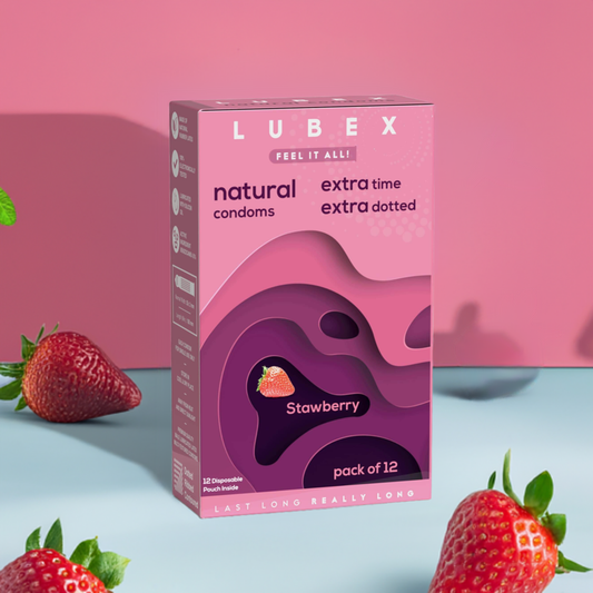 Lubex Condom - 6 in 1 Long Lasting Condoms with Disposable Bags - Ultra Thin & Extra Dotted