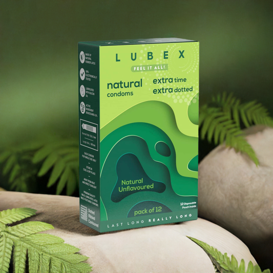 Lubex 6 in 1 Long Lasting Condoms with Disposable Bags - Ultra Thin & Extra Dotted - 12 Condom (Pack of 1)