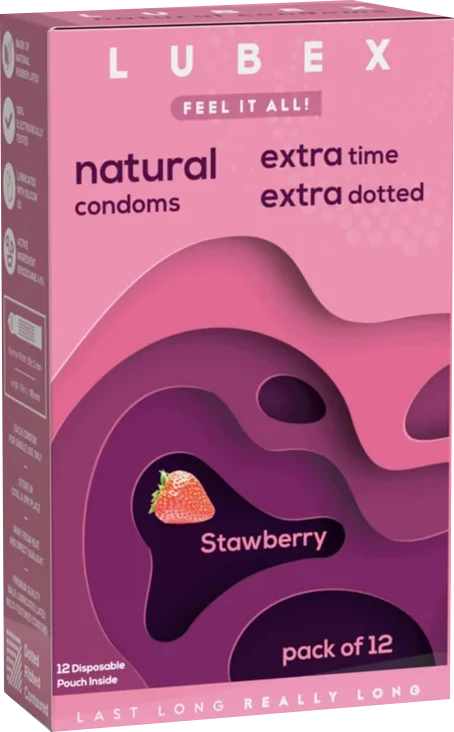 Lubex Strawberry condoms, original retail pack.